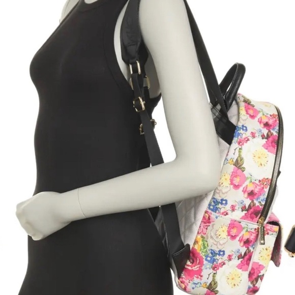BETSEY JOHNSON Floral Quilted Backpack - Grey Multi - NEW WITH TAGS main image 10
